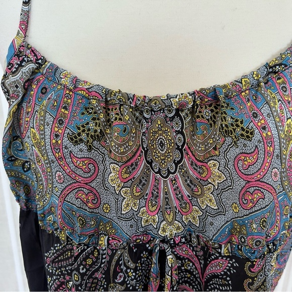 Vintage Y2K Bebe 100% Silk Paisley Tank Top Women’s Size L - Picture 5 of 8